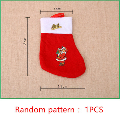 Мини коледен чорап Коледен подарък Плетена вълнена чанта за бонбони Коледна подаръчна чанта за дома Navidad Sock Tree Decor Нова година 2022