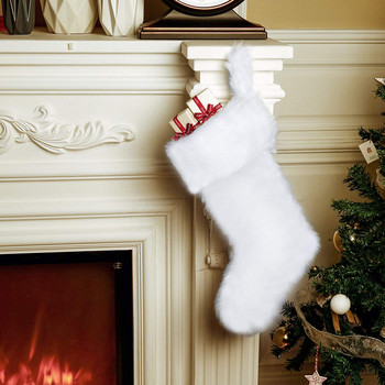 Χριστουγεννιάτικη κάλτσα Μεγάλες Χριστουγεννιάτικες τσάντες δώρου Διακόσμηση τζακιού Λευκές βελούδινες κάλτσες Πρωτοχρονιάτικη θήκη για καραμέλα Χριστουγεννιάτικη διακόσμηση