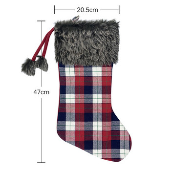 47 см Големи коледни плюшени чорапи Плетени чорапи с решетка Коледен чувал Дядо Коледа Торба за подаръци с бонбони Дърво, закачете Коледни украси 2023 г.