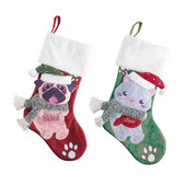 2022 Нови коледни чорапи Големи коледни чорапи Декорация 15" 3D плюшен чорап куче котка дърво