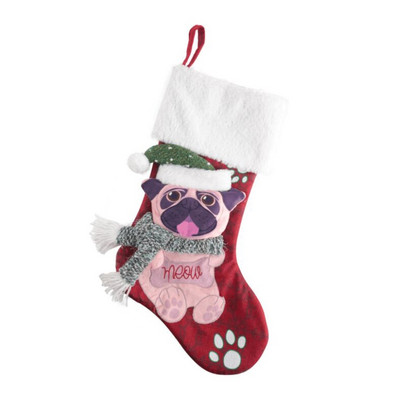 2022 Нови коледни чорапи Големи коледни чорапи Декорация 15" 3D плюшен чорап куче котка дърво