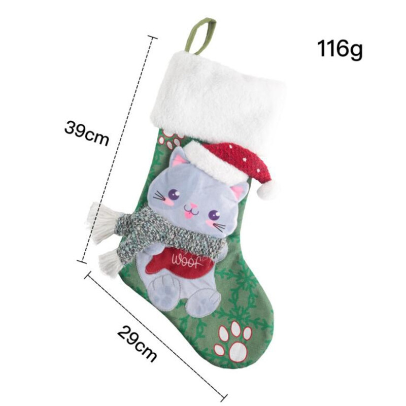 2022 Нови коледни чорапи Големи коледни чорапи Декорация 15" 3D плюшен чорап куче котка дърво