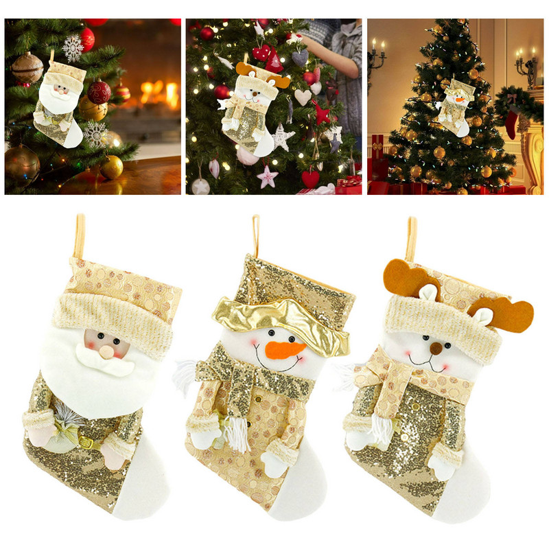 Коледни чорапи Чорапи Коледни бонбони Подаръчна торба Камина Коледна елха Декорация Нова година