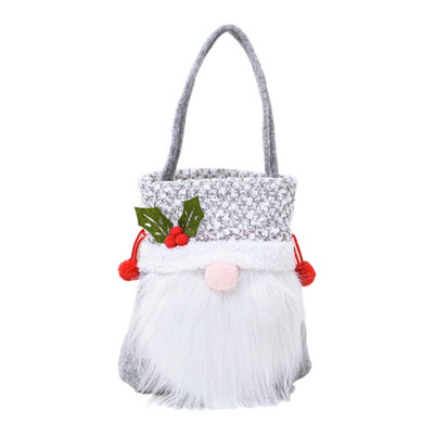 Подаръчна чанта с коледно гномче. Преносима чанта за подаръци за домашен фестивал на Коледа. Чанта за подаръци с ябълкови бонбони. Преносима чанта за сувенири.