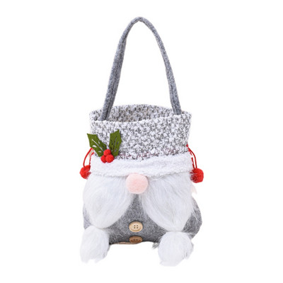 Подаръчна чанта с коледно гномче. Преносима чанта за подаръци за домашен фестивал на Коледа. Чанта за подаръци с ябълкови бонбони. Преносима чанта за сувенири.