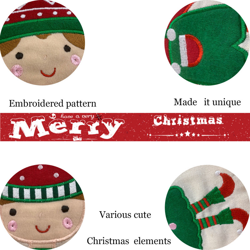 18" коледни чорапи, бродирани класически герои, подаръчна торбичка за коледна украса