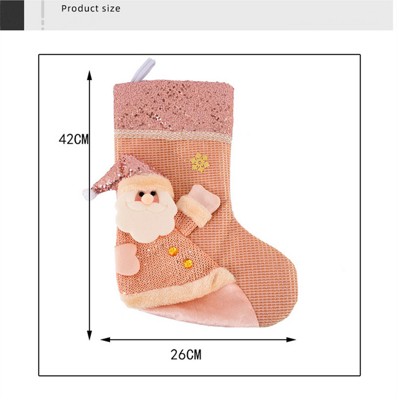 1 tk Jõuluroosad Sokid Jõulupuu kaunistused Roosad litrid Jõuluvana Põder Lumememm Käsitsi valmistatud kaunistused Kommid Kingikott