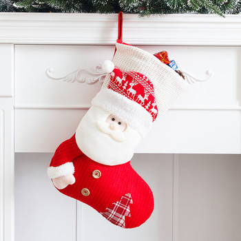 1PC Коледни чорапи Червен коледен чорап за плетене Чанта за бонбони Коледна елха Висулка Декорации за дома Коледен подарък