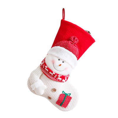 1PC Коледни чорапи Червен коледен чорап за плетене Чанта за бонбони Коледна елха Висулка Декорации за дома Коледен подарък