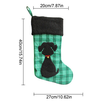Коледен чорап с карирана черна котка за домашен любимец, куче, котка, коледни чорапи, торбичка за подаръци за нова година, коледно дърво, висящи орнаменти
