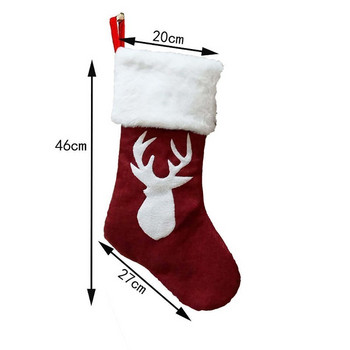 Коледен чорап Червени коледни подаръци Детска чанта за бонбони Елк Джоб Висящи орнаменти Коледна украса за дома Нова година 2022