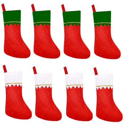 8PCS Коледни чорапи Чорапи Снежен човек Елк Дядо Коледа Чорап Подарък Детски бонбони Подаръчна торбичка Новогодишна камина Коледна елха Декорация