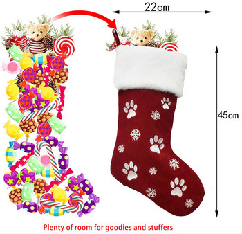 Честита Нова Година 2022 Коледен Чорап Червени Зелени Чорапи Подаръчни Чанти Джоб за Домашни Любимци Висящи Орнаменти за коледно дърво Коледна украса