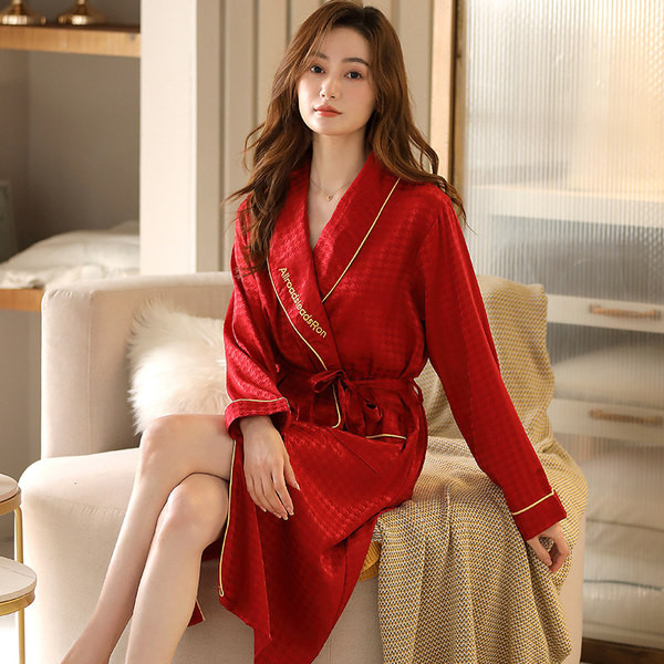 Σπιτικό γυναικείο μπουρνούζι με ζώνη - τρία χρώματα