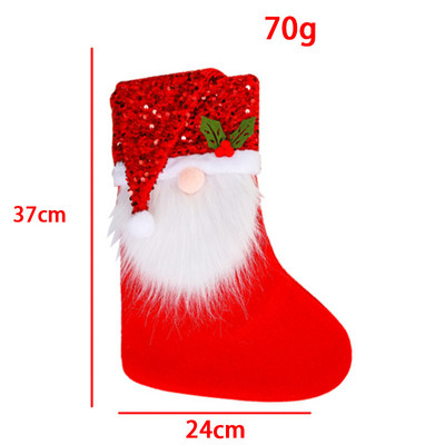 Creative Sequin Hat Christmas Socks Cmas Candy Socks Faceless Santa Claus Gift Bag Noel Tree Ornaments Merry Christmas Dec Natal