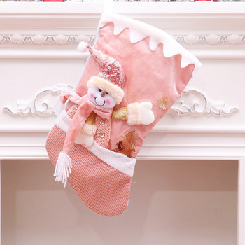 Чорапи за коледно дърво Поставки за подаръци Декорации Розов подарък Висулка с големи бонбони Чорапи Празнични парти партита