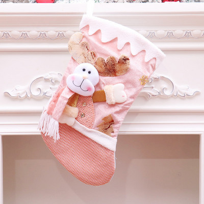 Чорапи за коледно дърво Поставки за подаръци Декорации Розов подарък Висулка с големи бонбони Чорапи Празнични парти партита