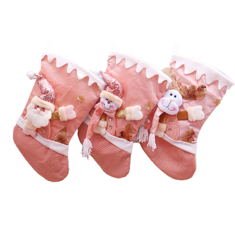 Чорапи за коледно дърво Поставки за подаръци Декорации Розов подарък Висулка с големи бонбони Чорапи Празнични парти партита