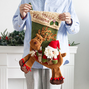 Дядо Коледа подарък Декоративни чорапи Голяма чанта за бонбони Елк Снежен човек Декорация на прозореца Висулка Чорапи Чанти за бонбони Висящи нови