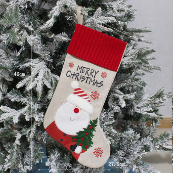Χριστουγεννιάτικο Δέντρο Κρεμαστές Κάλτσες Λινό Φεστιβάλ Apple Δώρο Τσάντες καραμέλα κινούμενα σχέδια Snowflake Χριστουγεννιάτικο πάρτι Διακοσμητικά τζακιού