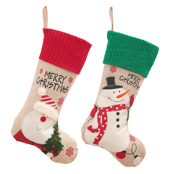 Коледна елха Висящи чорапи Ленен фестивал Ябълка Подарък Торбички за бонбони Карикатура Снежинка Коледно парти Декорации за камина