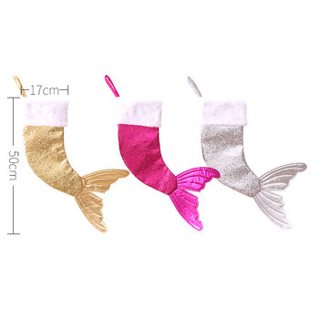 Коледни чорапи Блестящи висящи чорапи за камина с кадифен маншет за празнична декорация