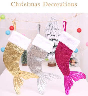 Χριστουγεννιάτικες κάλτσες Sparkly Κρεμαστές κάλτσες τζακιού με βελούδινη μανσέτα για εορταστική διακόσμηση