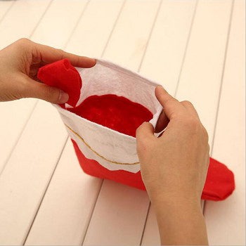 Червени коледни чорапи Подаръци Висяща коледна елха Декорация Висококачествен къс плюшен червен коледен чорап Орнамент Подаръчна торбичка