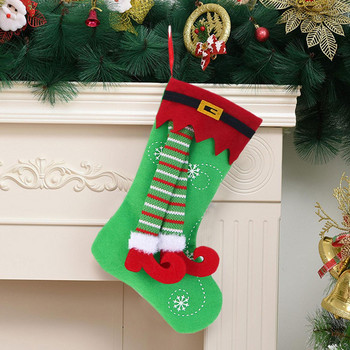 Коледни чорапи Чанта за бонбони с крак на елф Весела коледна елха Декорации за дома Коледни орнаменти Висящи висулки 2022 Navidad Pa W2C8