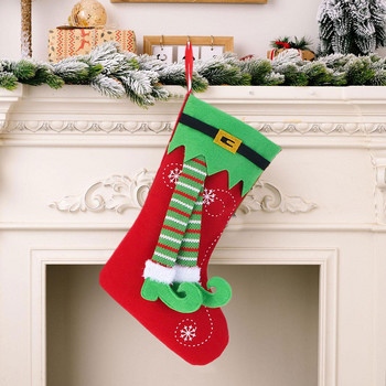 Коледни чорапи Чанта за бонбони с крак на елф Весела коледна елха Декорации за дома Коледни орнаменти Висящи висулки 2022 Navidad Pa W2C8