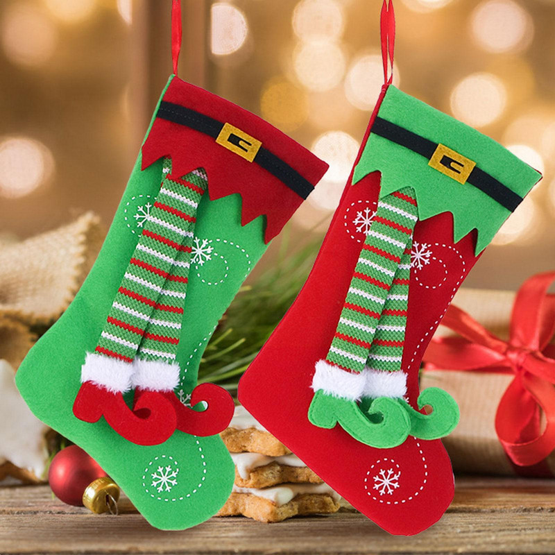 Božićne čarape Vilenjačka noga Vrećica za slatkiše Sretno božićno drvce Ukrasi za dom Božićni ukrasi Viseći privjesci 2022 Navidad Pa W2C8