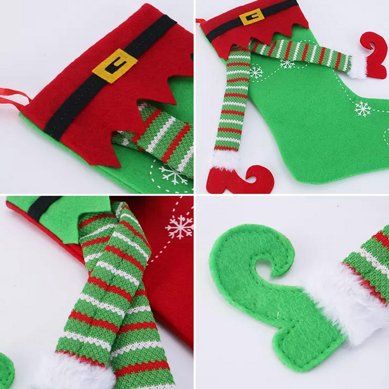 Božićne čarape Vilenjačka noga Vrećica za slatkiše Sretno božićno drvce Ukrasi za dom Božićni ukrasi Viseći privjesci 2022 Navidad Pa W2C8
