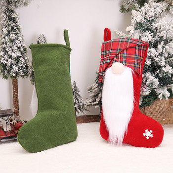 Нови трансгранични коледни декорации Дълга брада Карирана шапка Безлична кукла Коледни чорапи Нощна торбичка с подарък