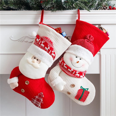 Големи коледни чорапи Украси за дома Коледни орнаменти Дядо Коледа Нова Коледа 2022 г. Подарък за новогодишни чорапи