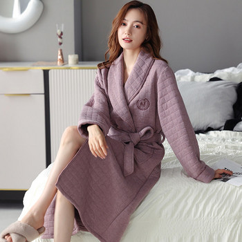 Нов модел дамски домашен халат с колан в няколко цвята