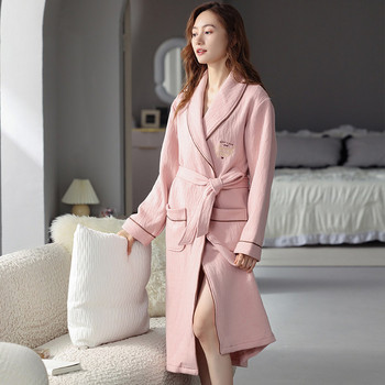 Нов модел дамски домашен халат с колан в няколко цвята