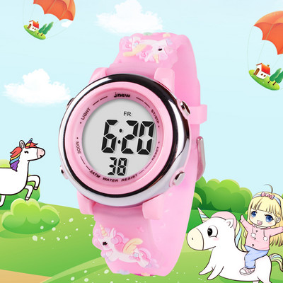 Children`s electronic watch with silicone strap for girls