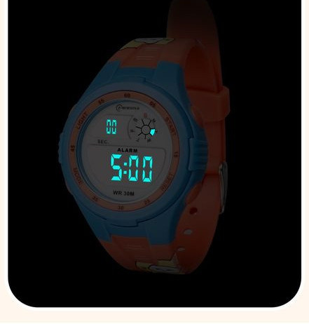 Детски водоустойчив часовник със силиконова каишка