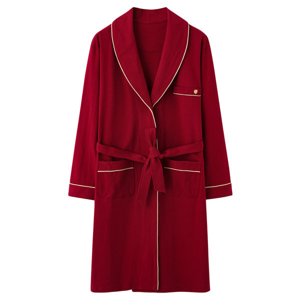 Дамски халат с колан и джоб ежедневен модел