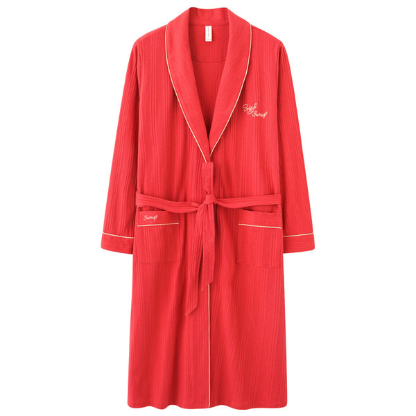 Дамски халат с бродерия и колан в няколко цвята 