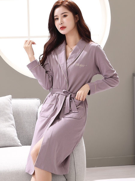 Naiste vabaaja keskmise pikkusega hommikumantel taskuga