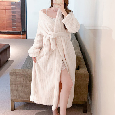 New model women`s dressing gown with belt and pocket
