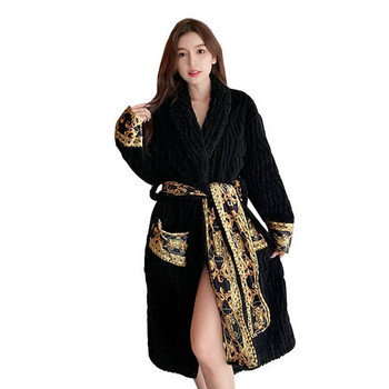 Модерен плюшен дамски халат с колан 
