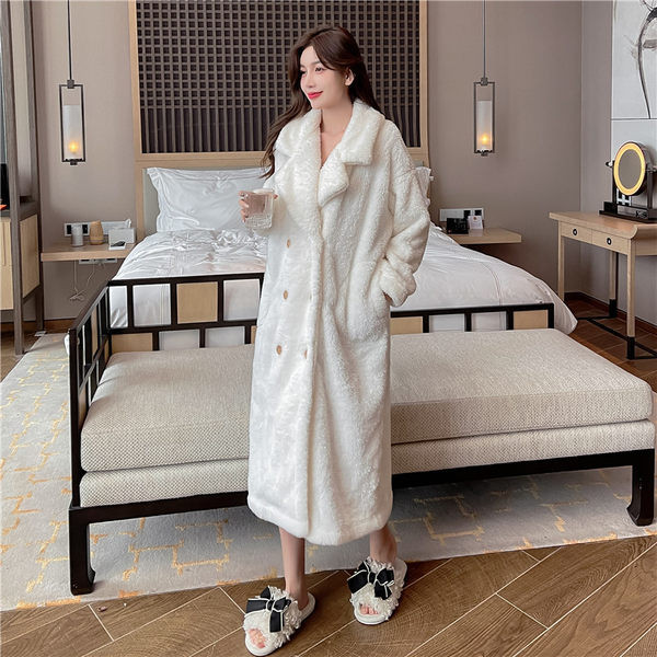 Есенно-зимен поларен дамски халат -широк модел