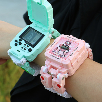 Children`s electronic watch robot for boys and girls