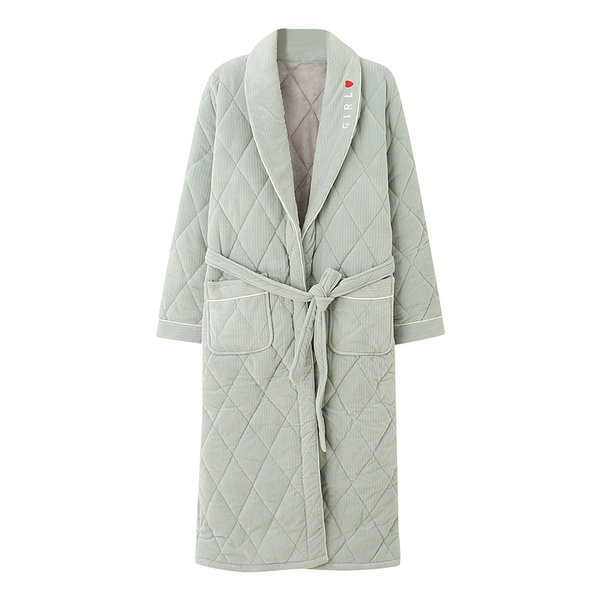 Домашен дамски капитониран халат с джобове