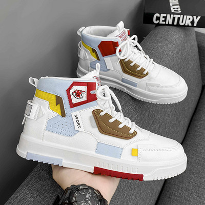 Мъжки баскетболни високи кецове с емблема и връзки