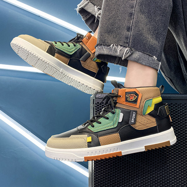 Мъжки баскетболни високи кецове с емблема и връзки