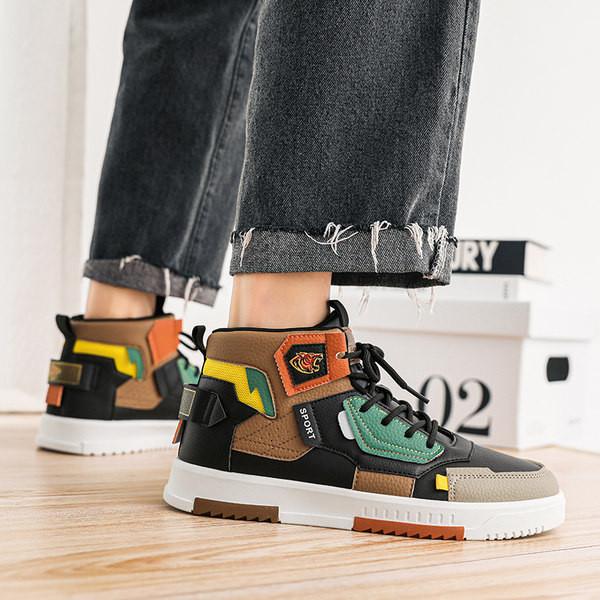 Мъжки баскетболни високи кецове с емблема и връзки