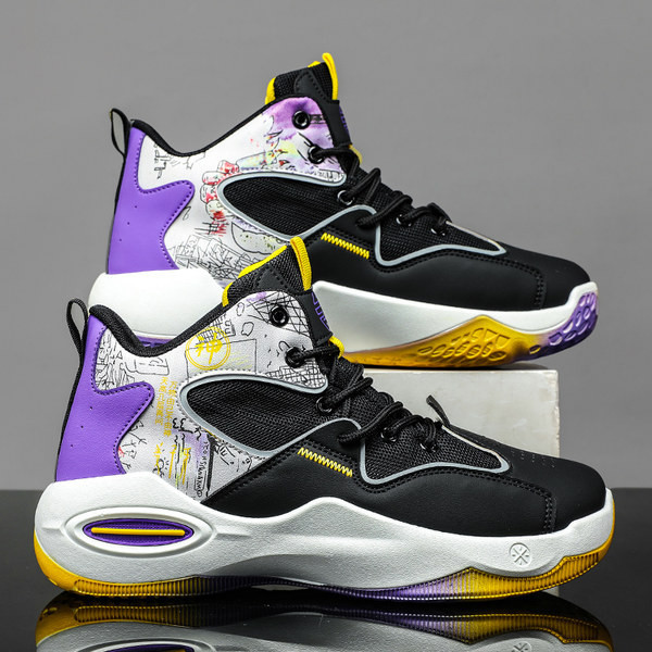 Pantofi de baschet pentru bărbați cu șireturi și talpă înaltă